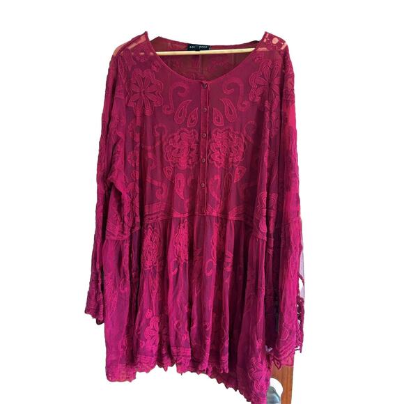 Lane Bryant Tops - Lane Bryant Lace Babydoll Tunic Top Embroidery 30/32 Victorian Fairy Feminine